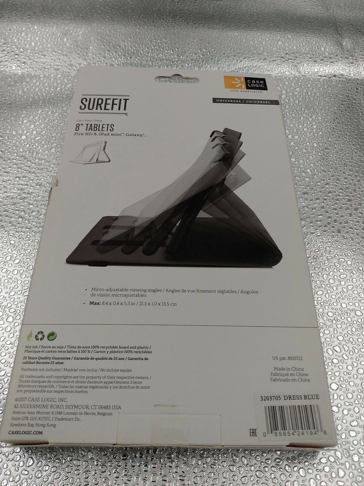 Case Logic CBUE-1208-DRESSBLUE Surefit Folio for 8" Tablets- New In Packaging - Image 2 of 3