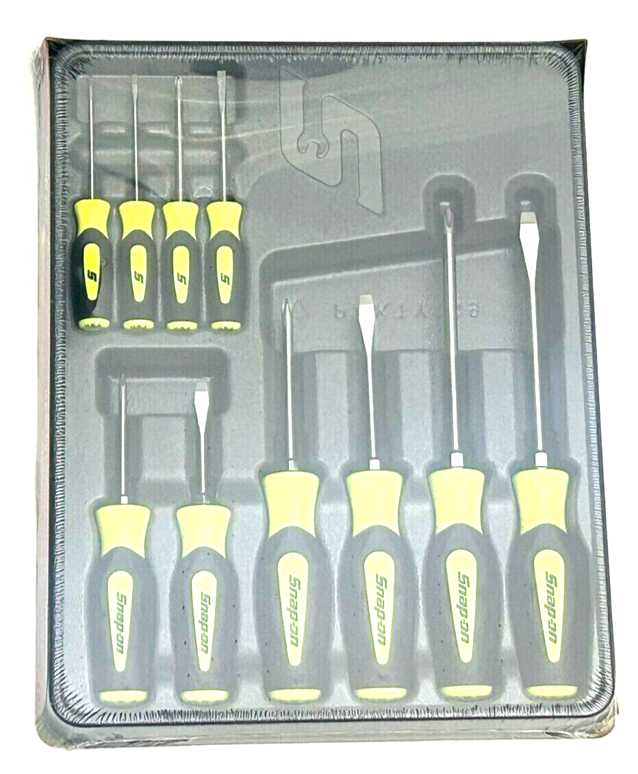 Snap-on 9-Piece Hi-Viz Screwdriver, Striking Prybar & Chisel Set – SGDXPB90BHV – Made In USA