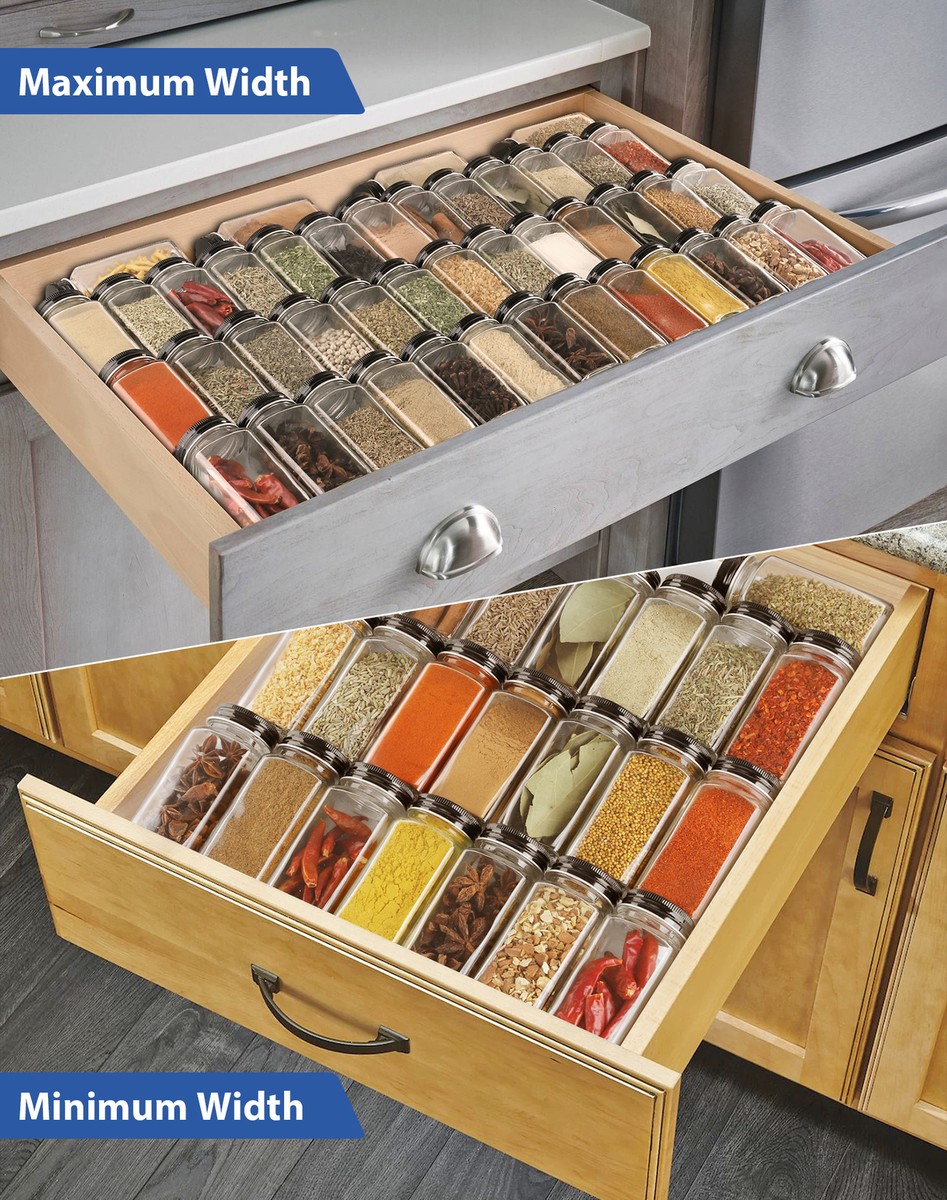 2xSpice Drawer Organizer 4Tier Expandable Drawers Insert Kitchen Spice Rack  Tray