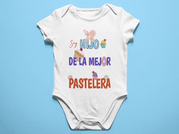 Body bebé Hijo o hija de la mejor pastelera- Manga larga o corta. 100% algodón