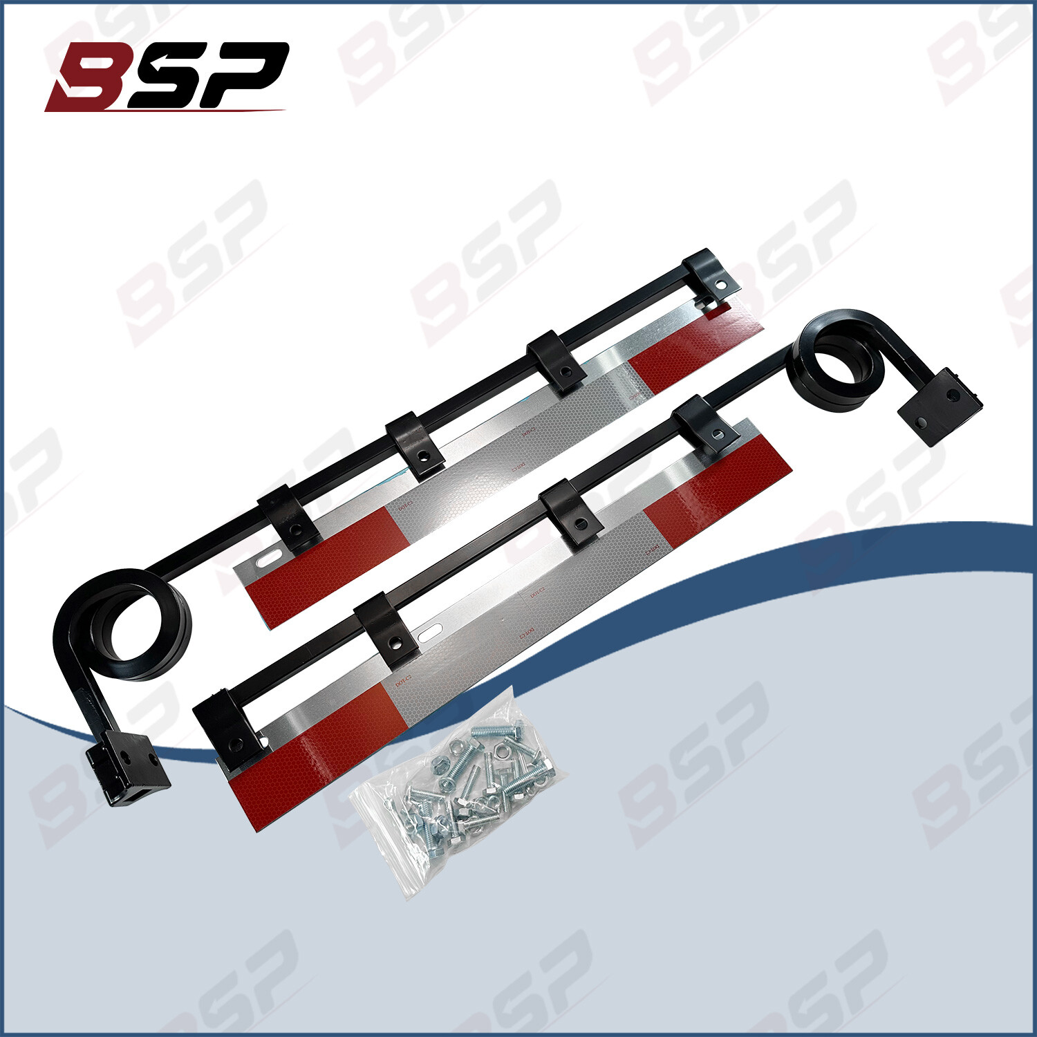 Semi Truck Black Fender Spring Hanger with 2 Coil & Aluminum Reflector Kit