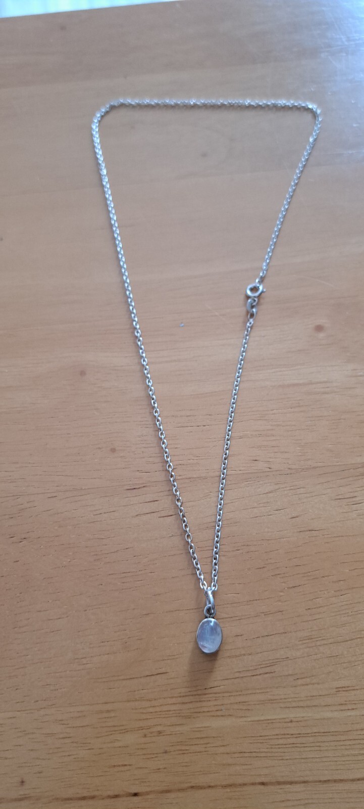 925 Solid Silver Cabochon Moonstone Necklace, 18i… - image 15