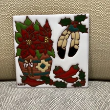 Earthtones "Gift of Color" 6x6 Tile Signed Krit Vintage Wall Plaque