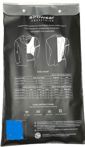 Airowear Equestrian Shadow Hidden Back Protection - Choice 4 Sizes - Brand New - Picture 29 of 30