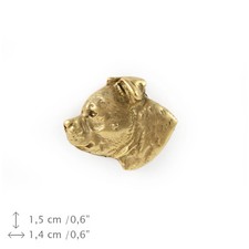 Staffie (tête), broche couverte d’or, qualité supérieure Art Dog FR