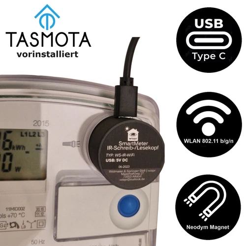 WiFi IR Schreib-Lesekopf DIY Set Tasmota Smart Meter Hichi SML WLAN Stromzähler