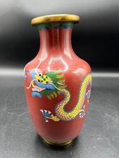 Asiatische Cloisonne Vase mit Phoenixdrache aus Messing