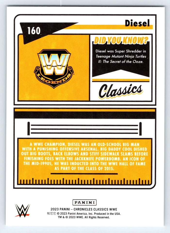 2023 Panini Chronicles Classics WWE Diesel #160 - Image 2 of 2
