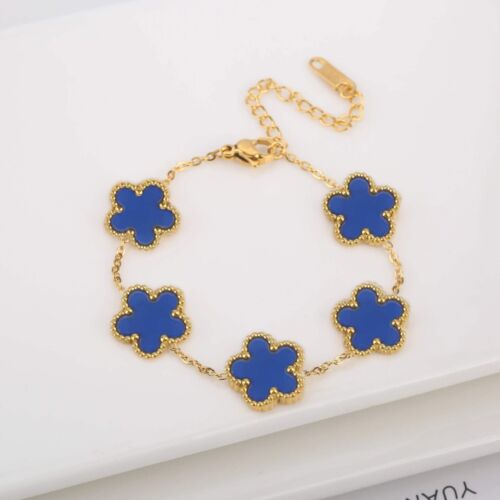 Hot Sale Stainless Steel Laser Five Leaf Flower Petal Adjustable Clover Bracelet - Picture 34 of 47