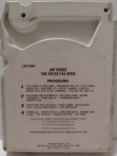 Gordon Lightfoot Jim Croce 8 track tapes Cold on Shoulder, Faces I’ve Been - Picture 2 of 3