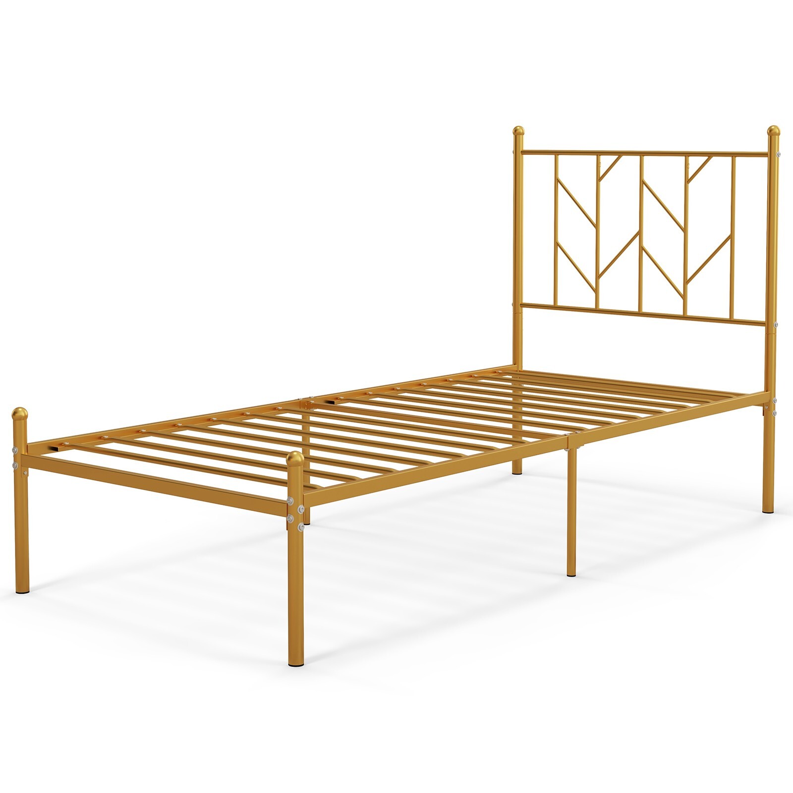 3FT Single Metal Bed Frame Heavyduty Slatted Platform Bed with