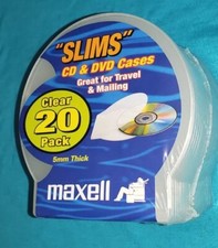 Maxell 190900 Clear Slims Disc Cases CD356 - 20 Pack NEW SEALED FREE SHIPPING 