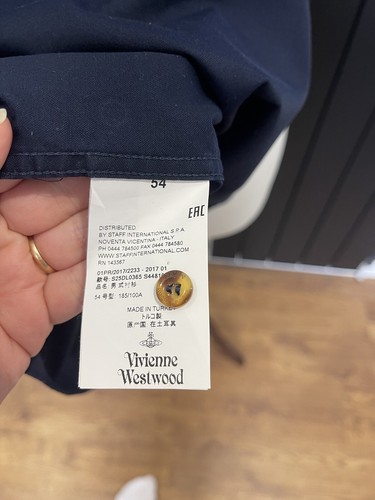 VIVIENNE WESTWOOD Navy Blue Men’s Shirt 46’ Chest Logo Embroidery Short Sleeves - Picture 9 of 12