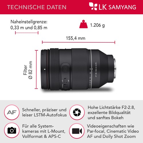 Samyang AF 35-150mm F2,0-2,8 L für L-Mount - Imagen 3 de 9