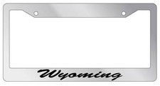 Chrome License Plate Frame Cursive Wyoming Auto Accessory Novelty Chrome License Plate Frame Cursive Wyoming Auto Accessory Novelty