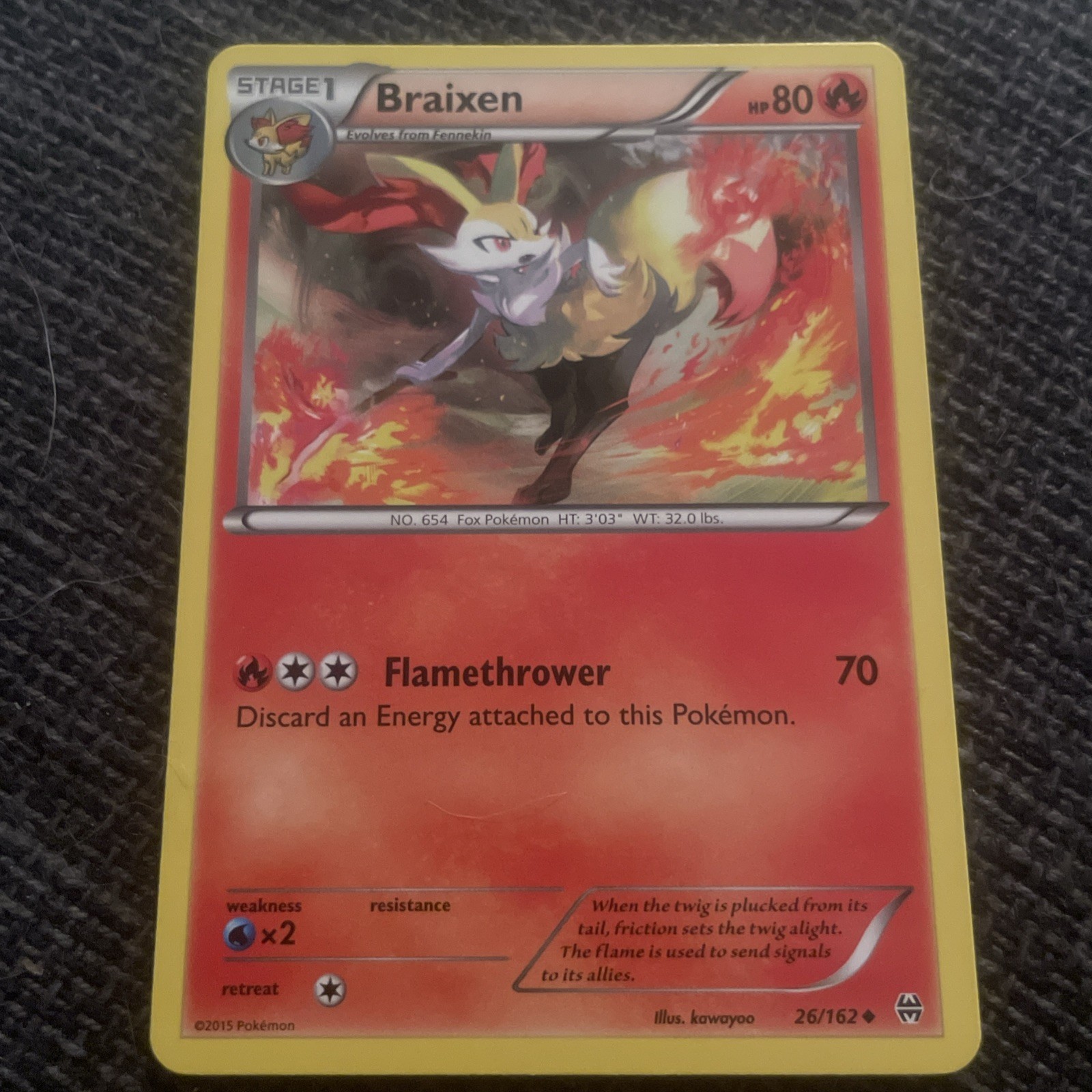 Braixen 26/162 Breakthrough Regular Pokemon 2015 LP