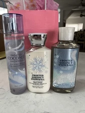 Bath & Body Works Frosted Coconut Snowball Fragrance Mist , Lotion & Shower Gel