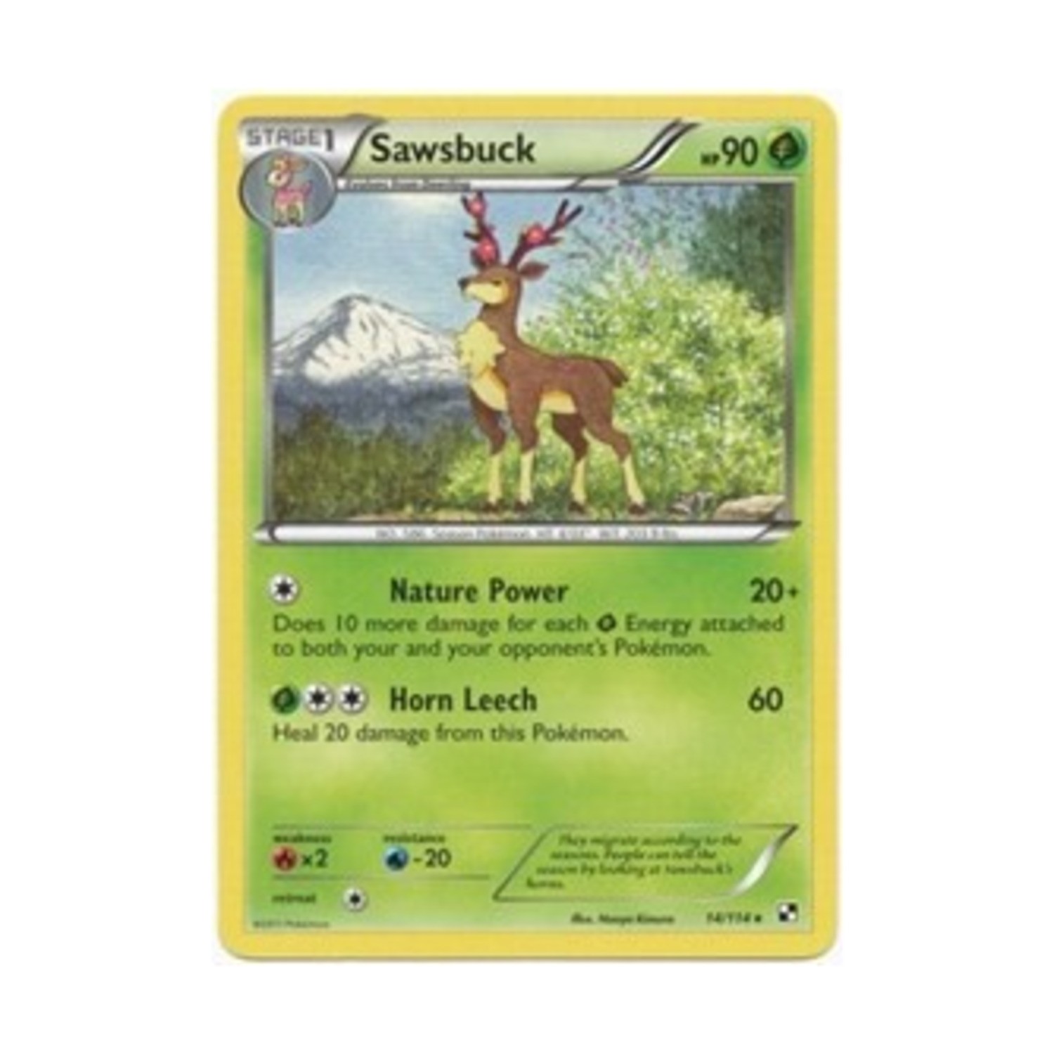 Pokemon Pokemon Black & White Sawsbuck (R) #14 (Reverse Holo) EX