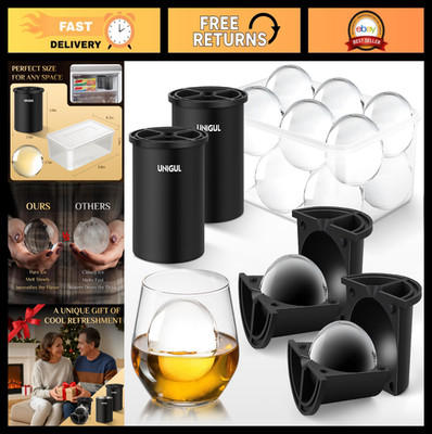 Premium Clear Ice Cube Maker - 2.5'' Stainless Steel Sphere Mold for Whiskey & Co