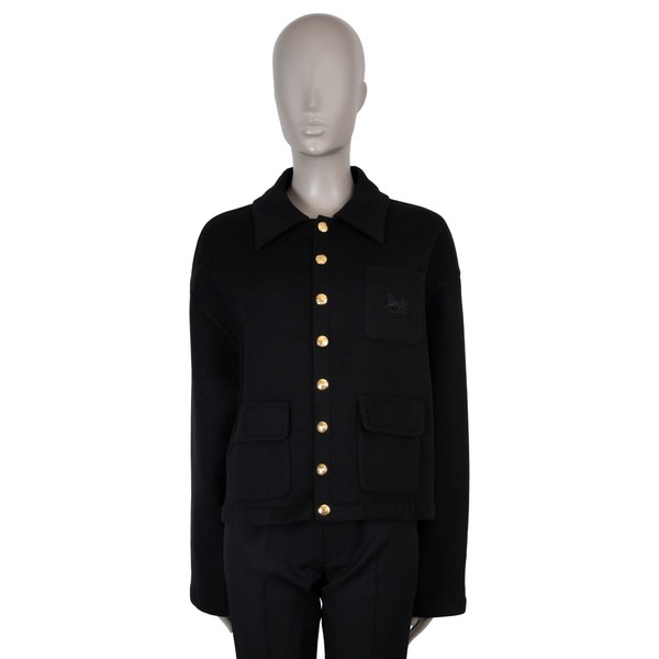 72972 autentica CELINE cashmere nero DOUBLE FACE CARDIGAN Giacca 40 M