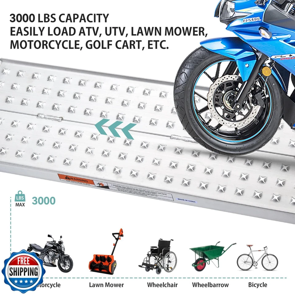 Rampa de galpão de alumínio KOLOTOOL 39"L X 12"W rampas de carga 3000 libras capacidade luz - Imagem 4 de 4