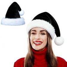 Zhzrche Santa Hat for Adults,Christmas Hat, Xmas Holiday Large, Black