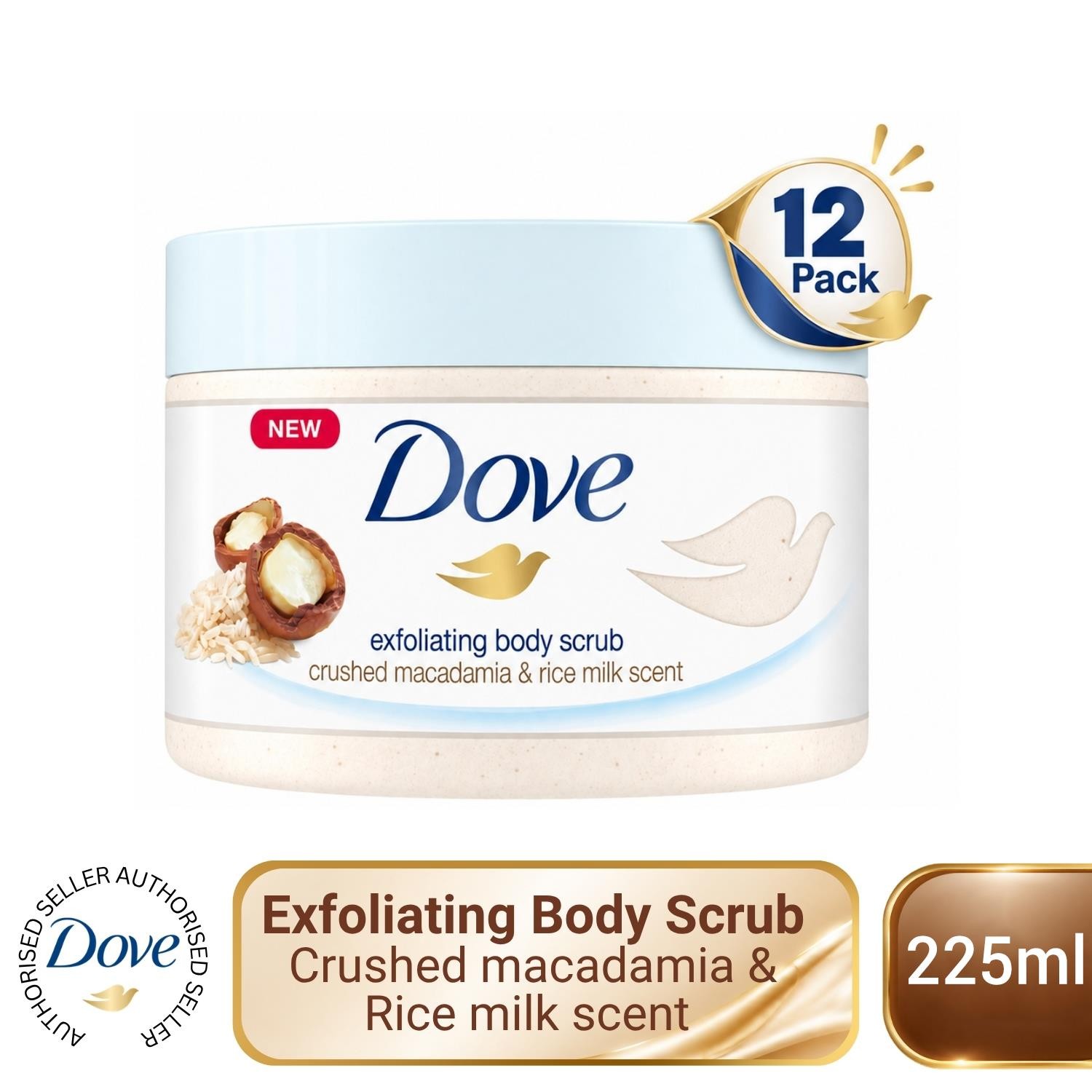 Dove Exfoliating Body Scrub Macadamia & Rice Milk 225ml, 2 Pack - Image 20