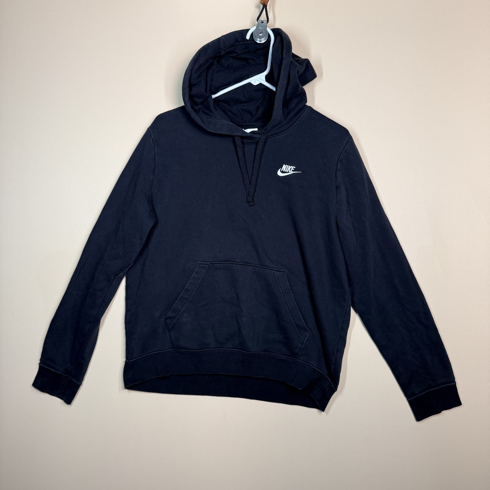 Nike Swoosh Logo Pullover Hoodie Hoody Black White Men's Size Medium M