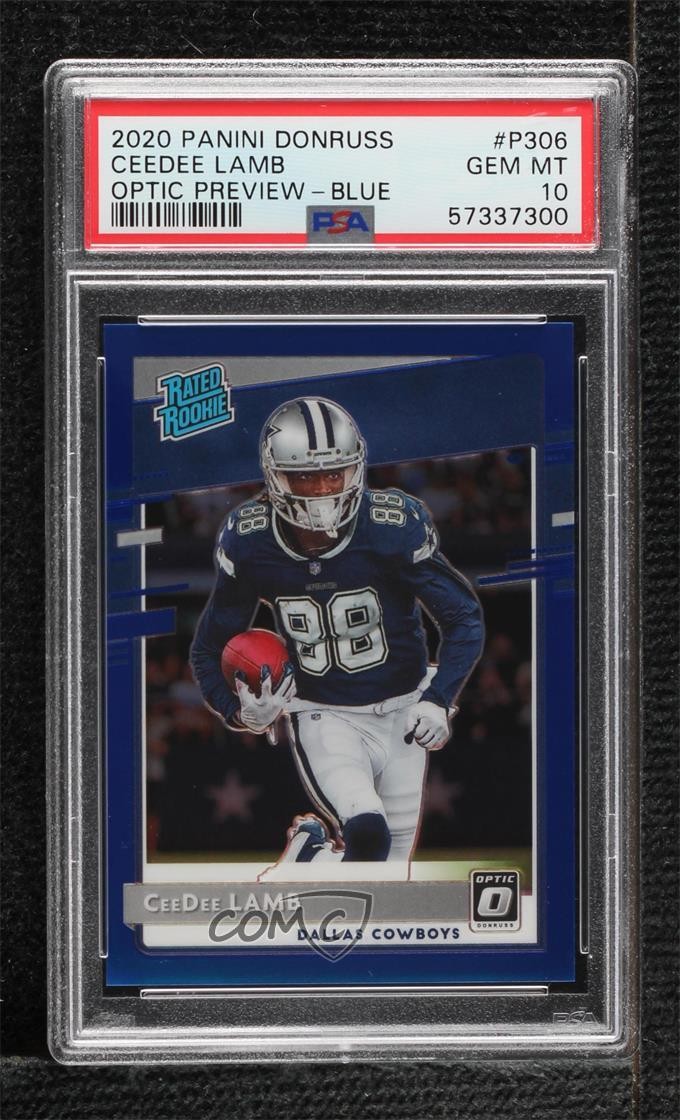 2020 Donruss Rated Rookie Optic Preview Blue Prizm /125 CeeDee Lamb PSA 10 0m3j