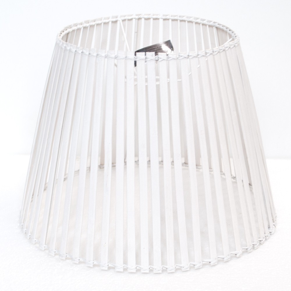 Litecraft Slatted Wood Light Shade Tapered Easy Fit Lampshade - White Clearance