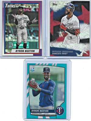 Byron Buxton Twins 3-Card Lot Stars of MLB, 1990 Anniversary, Big League Blue