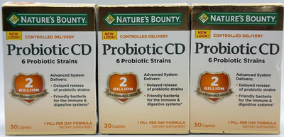 3PK Nature's Bounty Probiotic CD 2 Billion ~ 30 Capsules EA ~ EXP 11/26 & 7/27