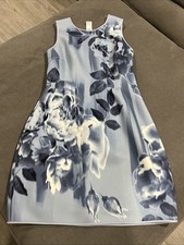 White House Black Market Floral Blue Sheath Dress Sz 8 Printed Scuba BNWT 180