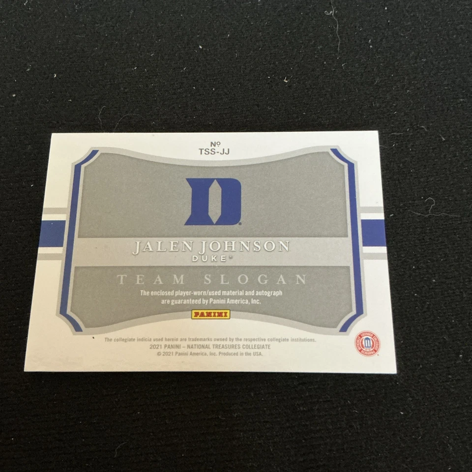 Jalen Johnson 2021 National Treasures Collegiate RC Team Slogan Patch Auto 32/35 - Image 2 of 2