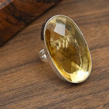 Citrine Gemstone Handmade 925 Solid Sterling Silver Ring Jewelry Gift For Love