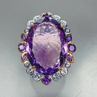 Jewelry gem 40 ct Natural Amethyst Ring 925 Sterling Silver Size 8 /R473593