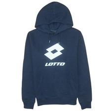 Lotto pullover uomo blu con cappuccio pile medio abbigliamento sportivo