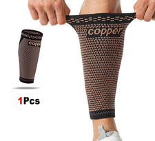 Copper Compression Calf Sleeves Footless Leg Support Socks Men Women Sports Fit