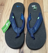 Sanuk Yoga Mat II Navy Flip Flops for Women Size 10 New With Tags
