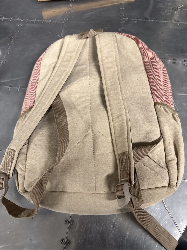 Bolso Mochila Unisex Grupo Himalaya Hecho a Mano Multibolsillo Cáñamo Puro Champiñón Foto 2 de 4