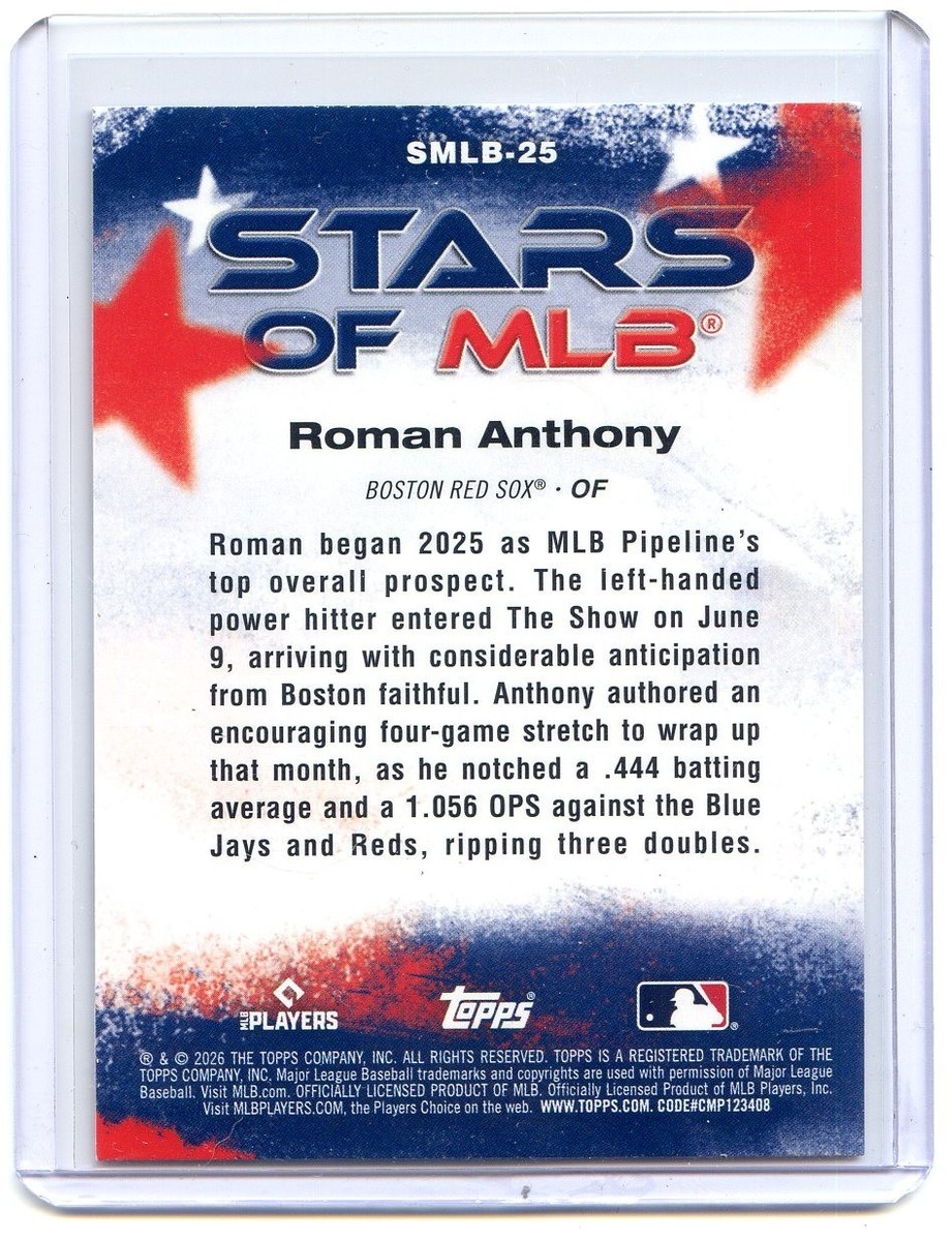 2026 Topps Series 1 Stars Of MLB #SMLB-SMLB25 Roman Anthony 