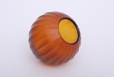 Vaso in vetro Art Decò molato a freddo color ambra Josef Hoffmann abbinato V.Z