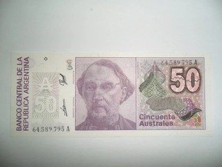 BANCONOTA 50 AUSTRALES ARGENTINA 1986/89 FDS UNC SERIE A