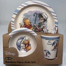 NEW Disney Winnie the Pooh "Rainy Day  5pc Bamboo Fiber Dinnerware Set