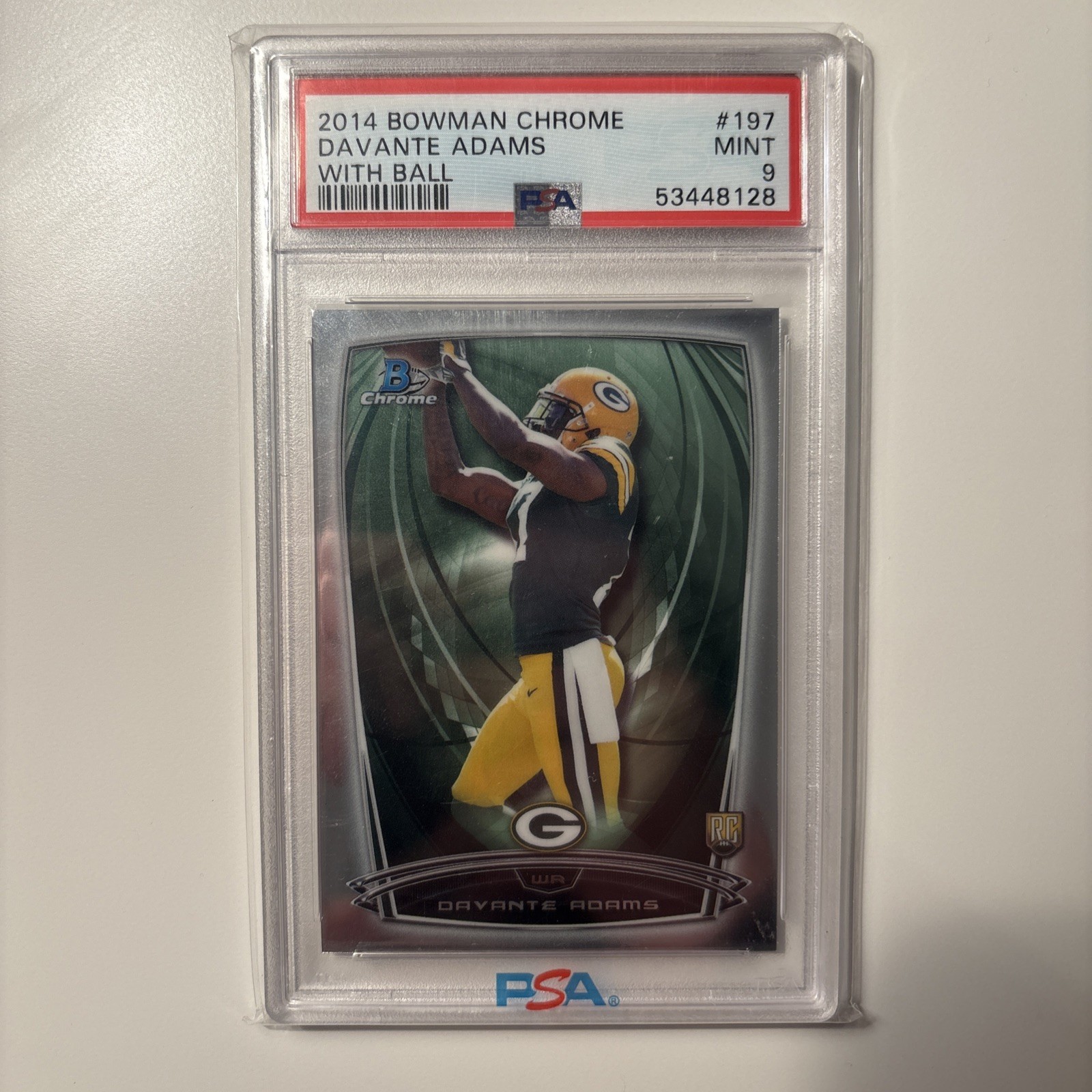 2014 Bowman Chrome - #197 Davante Adams RC PSA 9 GEM MINT RC WITH BALL