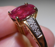 14ct Gold Ring Pink Tourmaline Diamond 3.7g UK Hallmark Size S Boxed