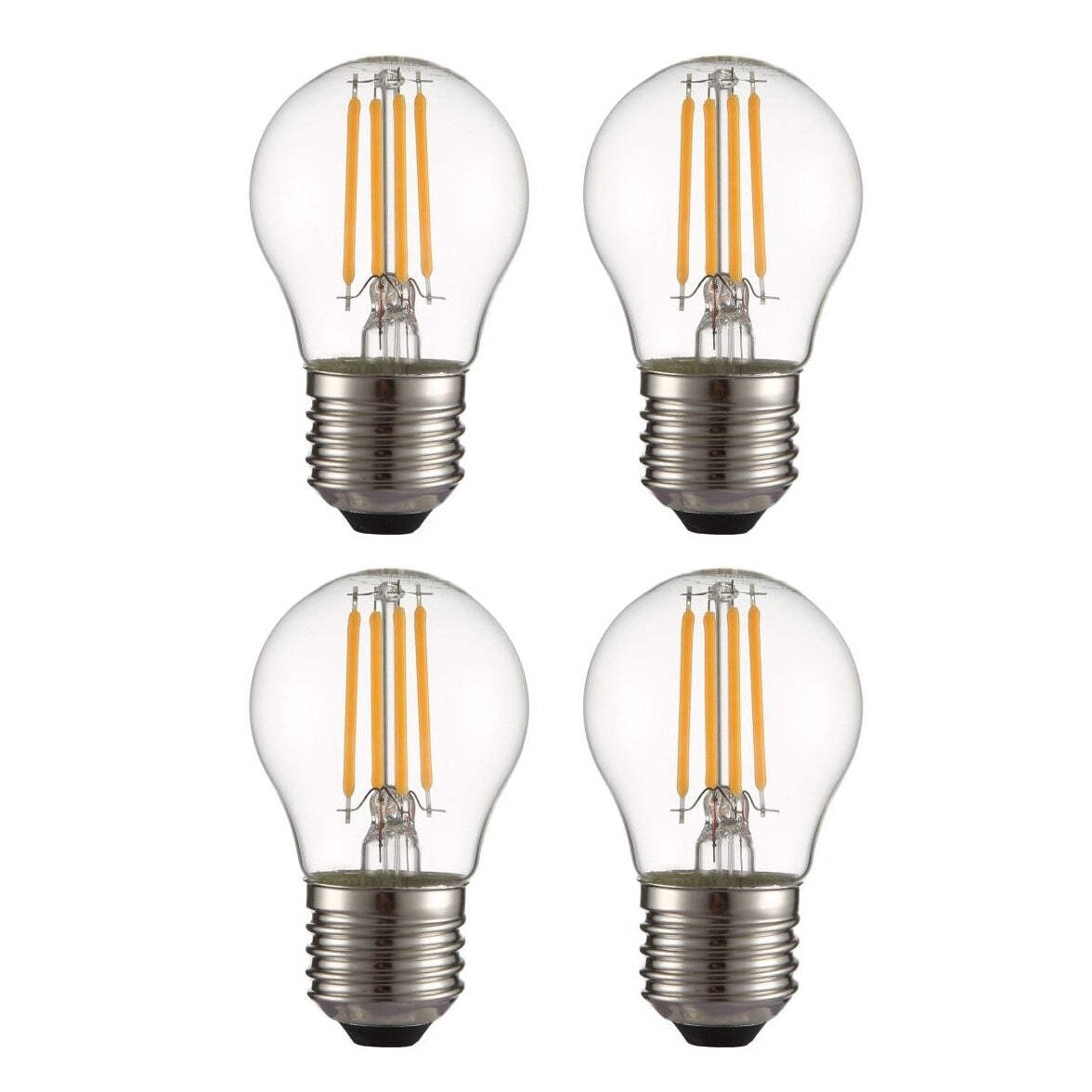 LED Dimmable Filament G45 Golf Ball Bulb E27 Edison Screw 4W Pack of 4 Warm Whit