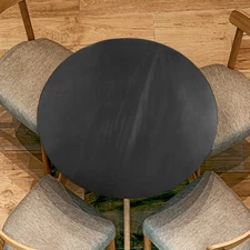 2Pcs 60-inch Fitted Tablecloth with Elastic Edge Fit 44"-55", Black