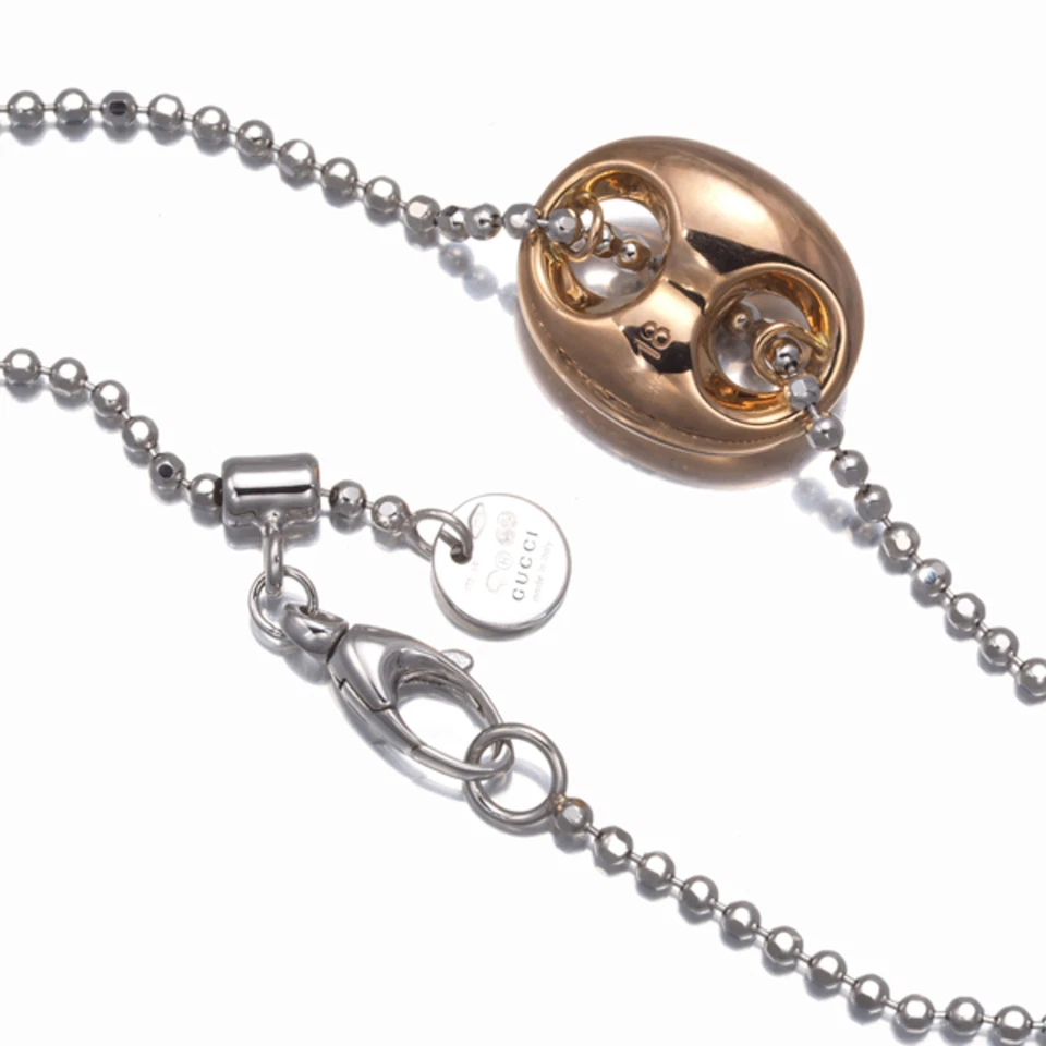 Gucci Chaine dAncre 18k White Rose Gold Bangle Chain Bracelet w/Case 8.2inches - Image 3 of 4