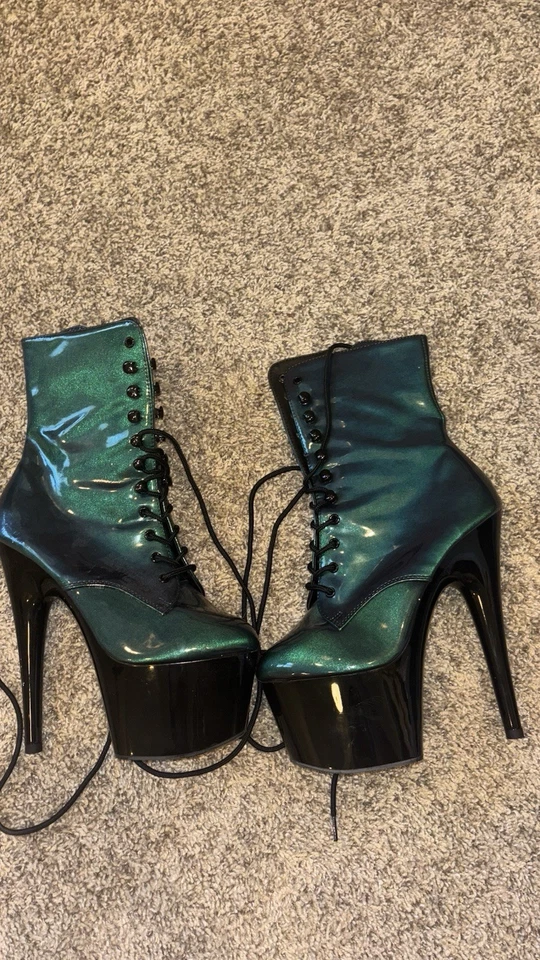Pleaser Botas de Tacón Holográficas Verde/Púrpura Baile de Polo Talla 7 Foto 2 de 4